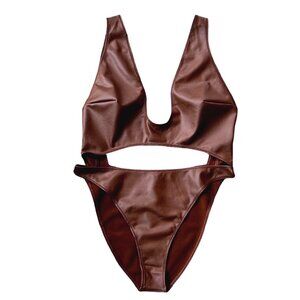 SKIMS Wet Jersey Cutout Bodysuit Copper Womens XL Minor FLAW